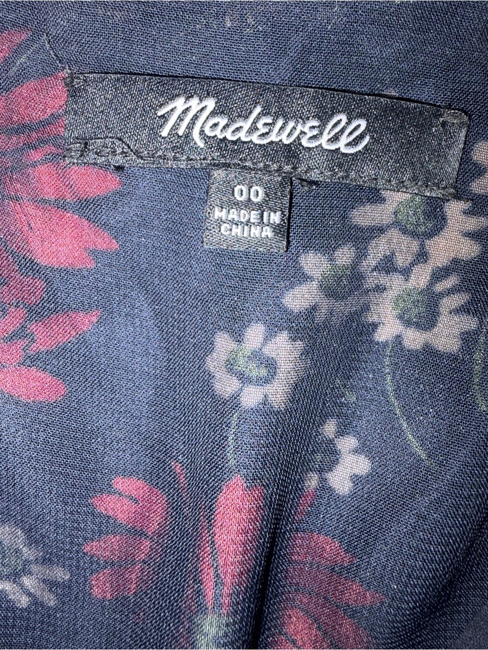 Madewell Navy Blue Midi Dress with Red & Cream Floral Print - Picture 5 of 5